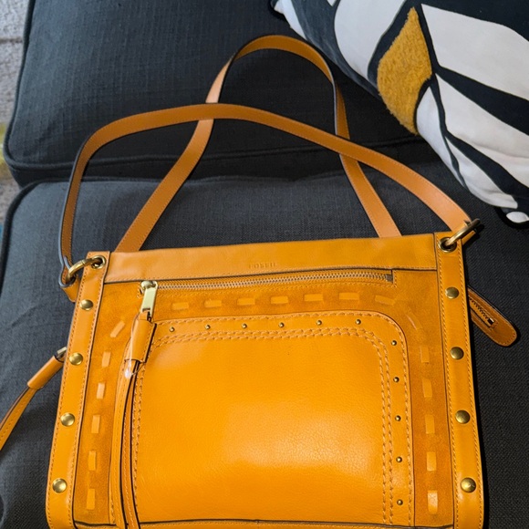 Fossil Handbags - Fossil Allie Satchel Mustard Yellow Leather Shoulder Bag NWOT missing key